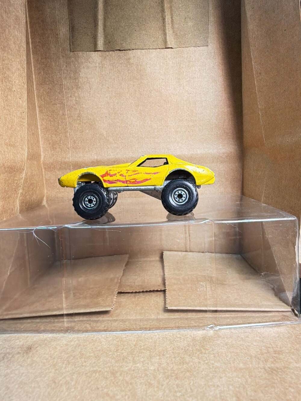 Hot Wheels Monster Vette Yellow Red Flames Diecast Car